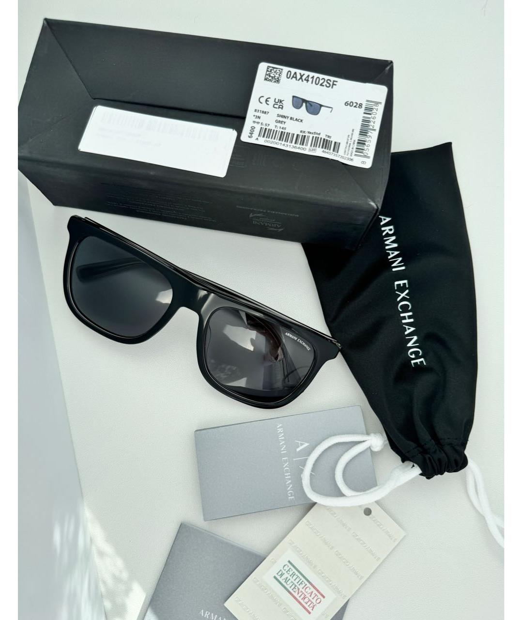 ARMANI EXCHANGE Черные пластиковые солнцезащитные очки, фото 5