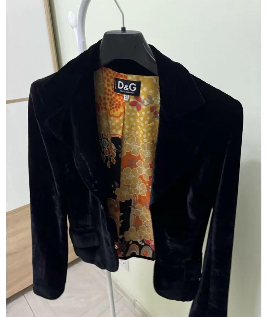 DOLCE&GABBANA Черный бархатный жакет/пиджак, фото 5