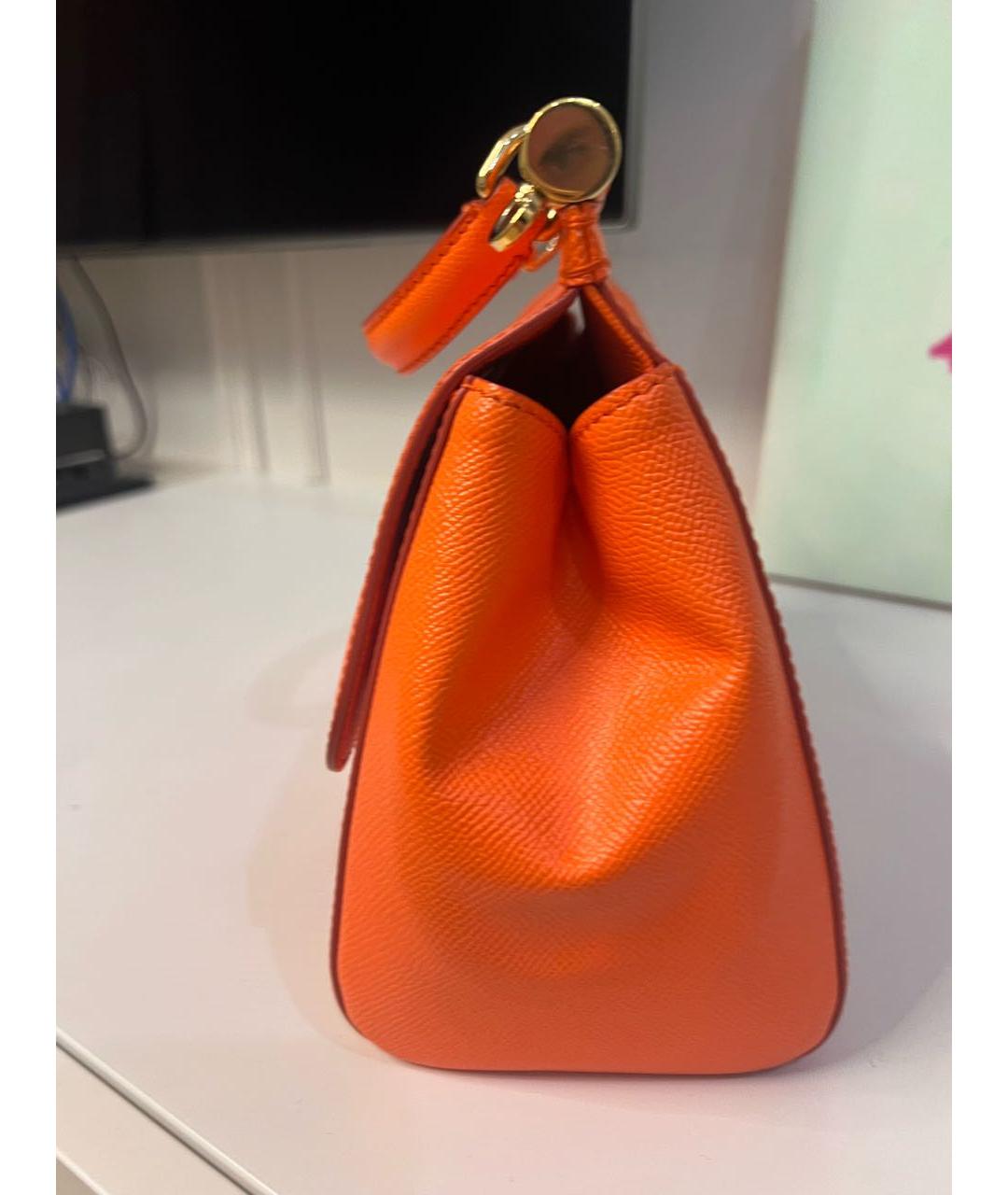 DOLCE&GABBANA Оранжевая кожаная сумка с короткими ручками, фото 4
