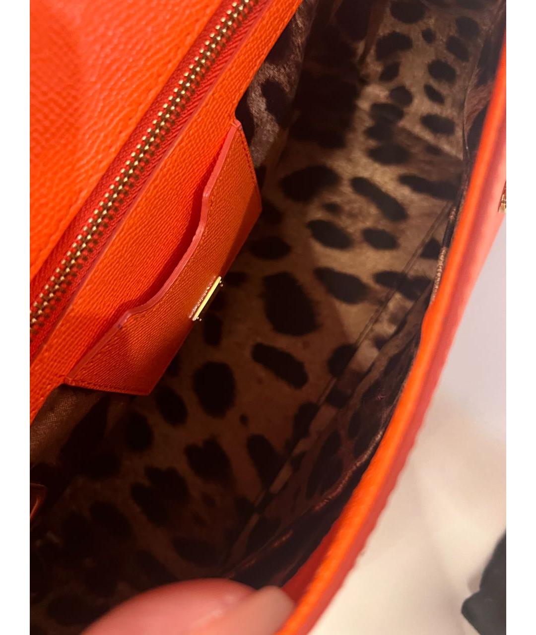 DOLCE&GABBANA Оранжевая кожаная сумка с короткими ручками, фото 3