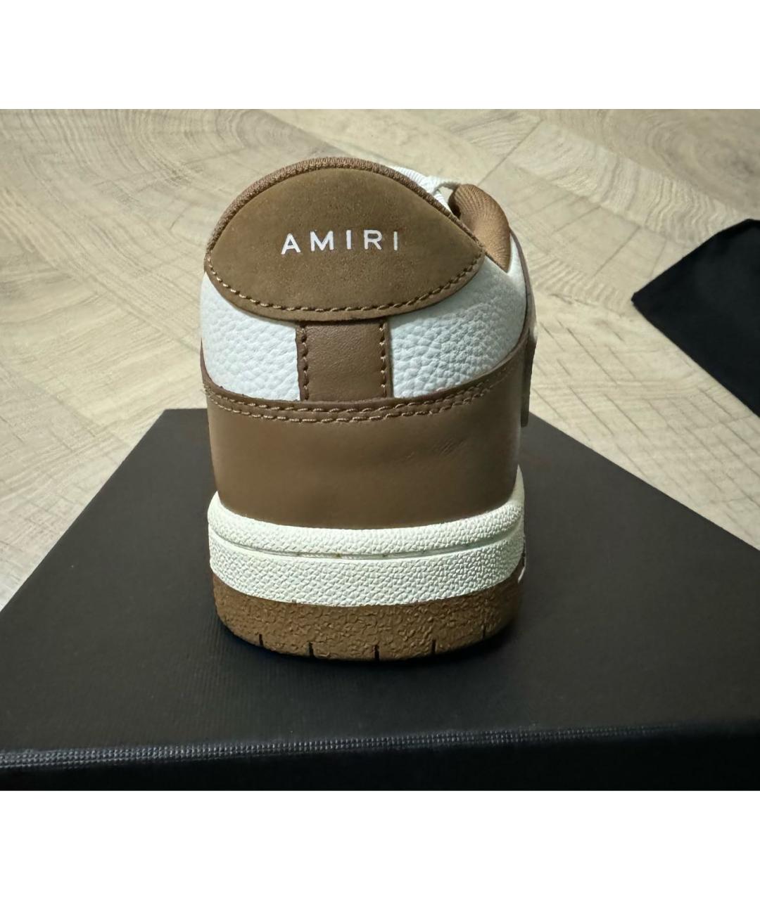 AMIRI Коричневые кожаные низкие кроссовки / кеды, фото 4