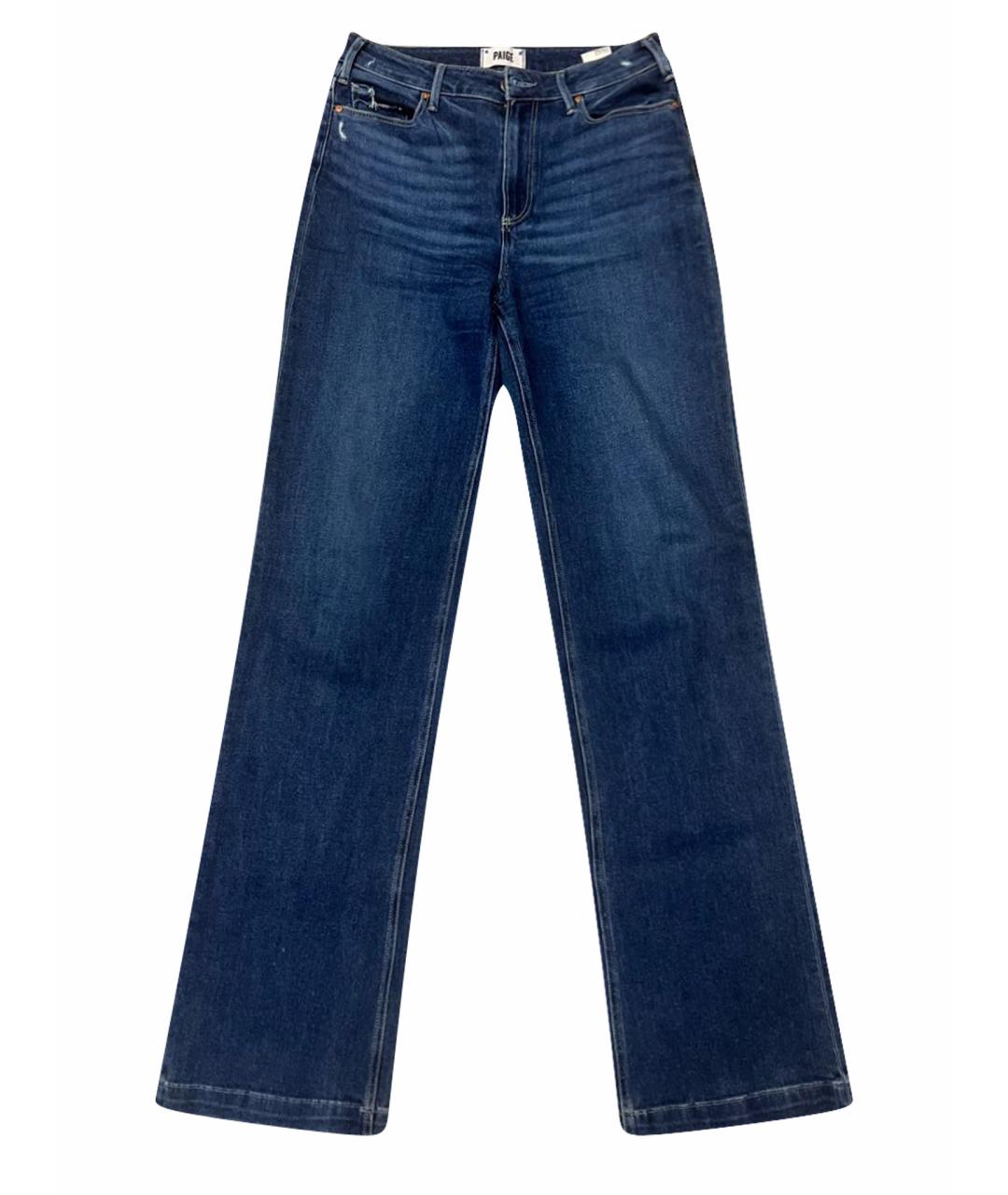 PAIGE Темно-синие хлопко-эластановые джинсы клеш, фото 1