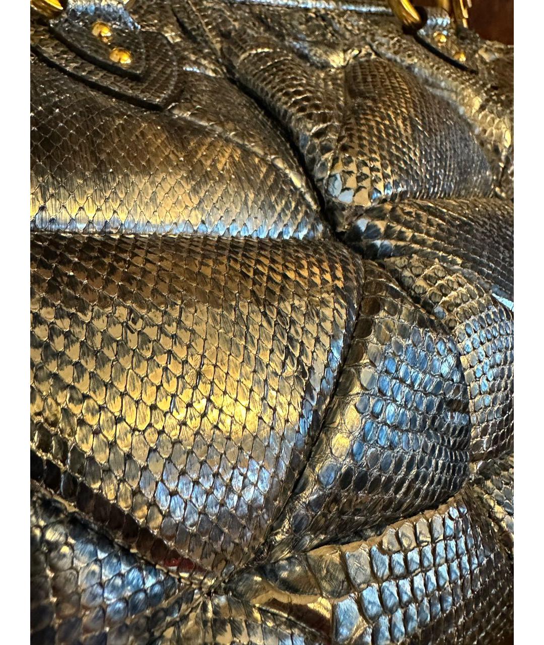 MARC JACOBS Серебряная сумка с короткими ручками из экзотической кожи, фото 3