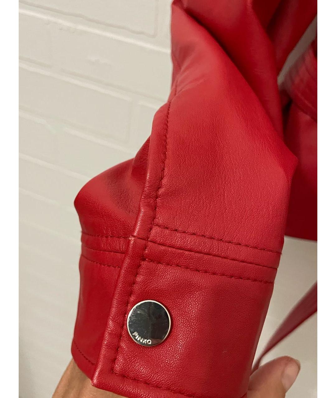 PINKO Красная кожаная куртка, фото 8