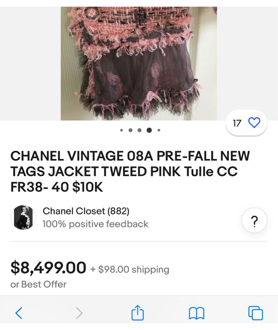 CHANEL PRE-OWNED Розовый твидовый жакет/пиджак, фото 8