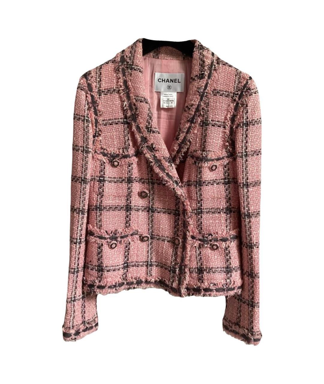 CHANEL Розовый твидовый жакет/пиджак, фото 7