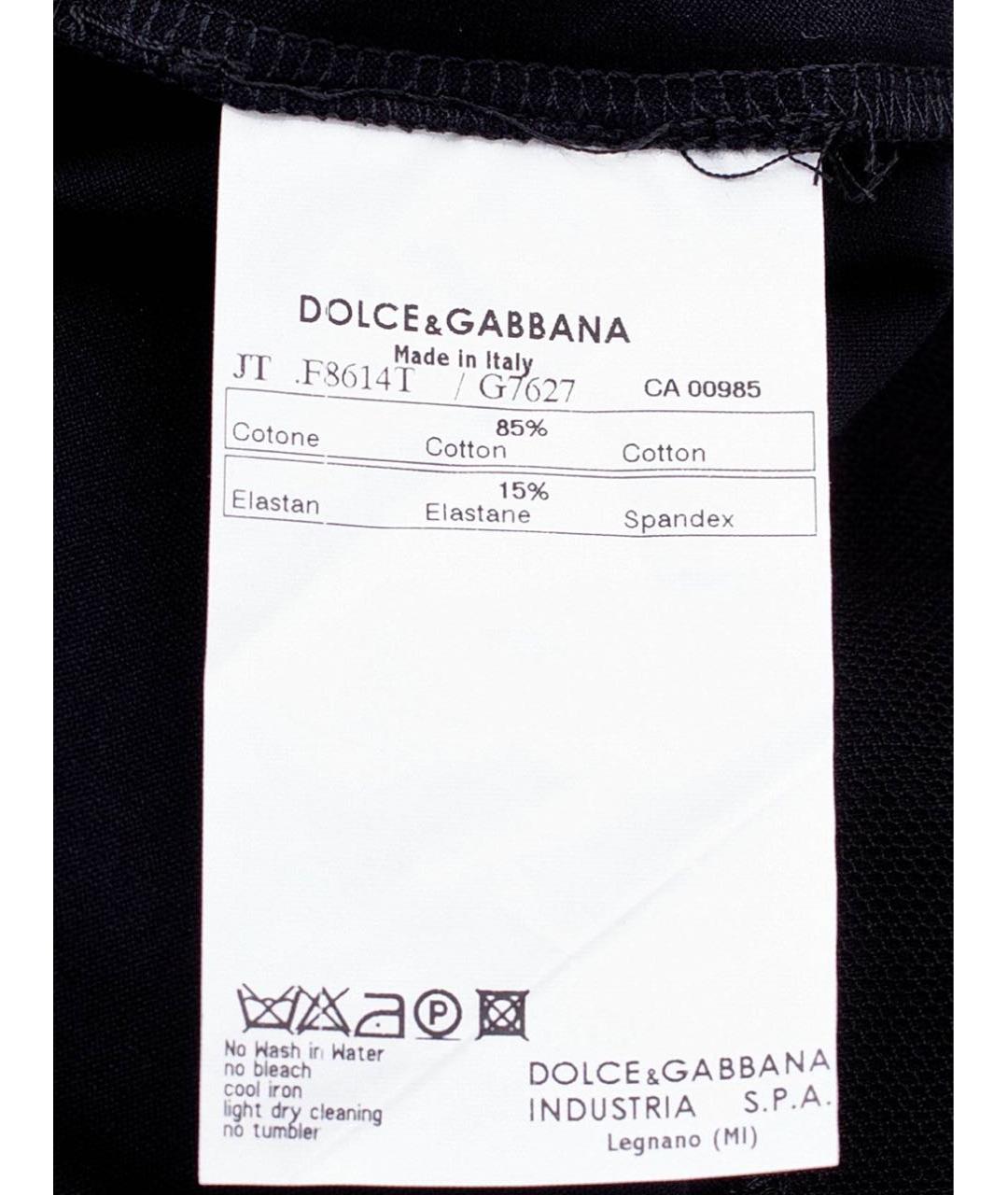 DOLCE&GABBANA Черная хлопко-эластановая футболка, фото 3