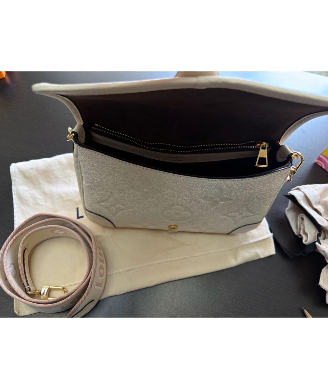 LOUIS VUITTON Бежевая кожаная сумка через плечо, фото 3