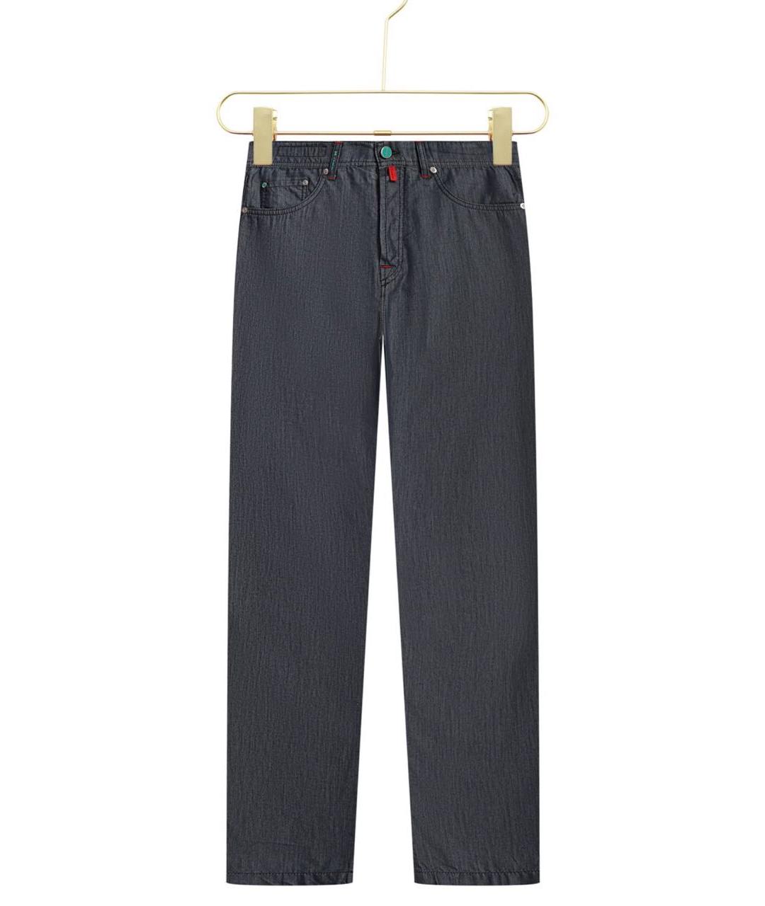 KITON Темно-синие хлопковые прямые джинсы, фото 5