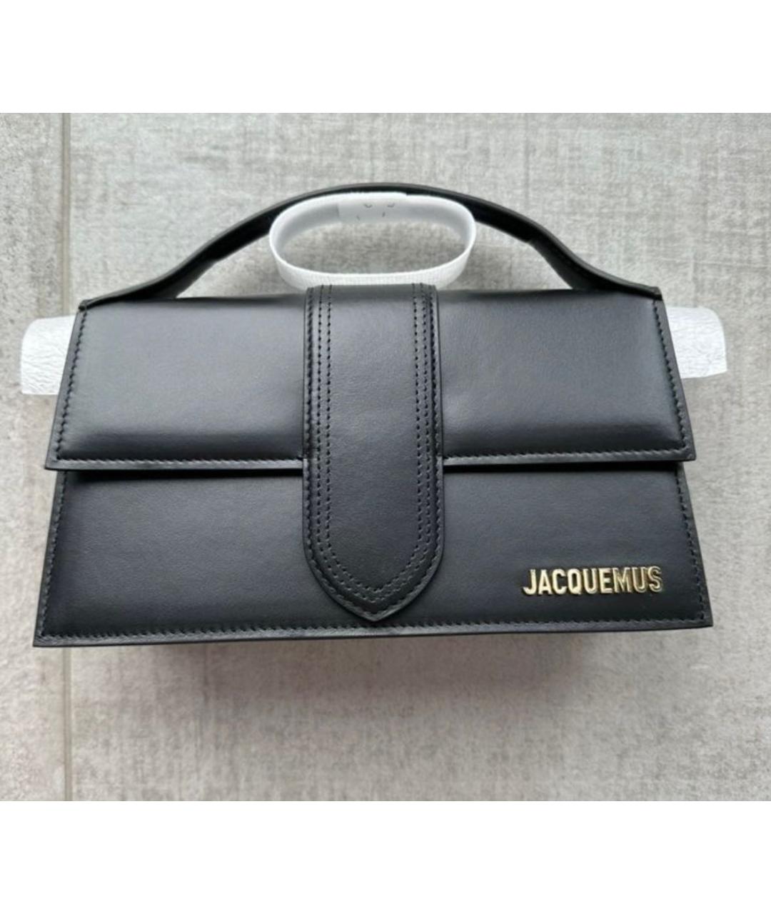 JACQUEMUS Черная кожаная сумка с короткими ручками, фото 5