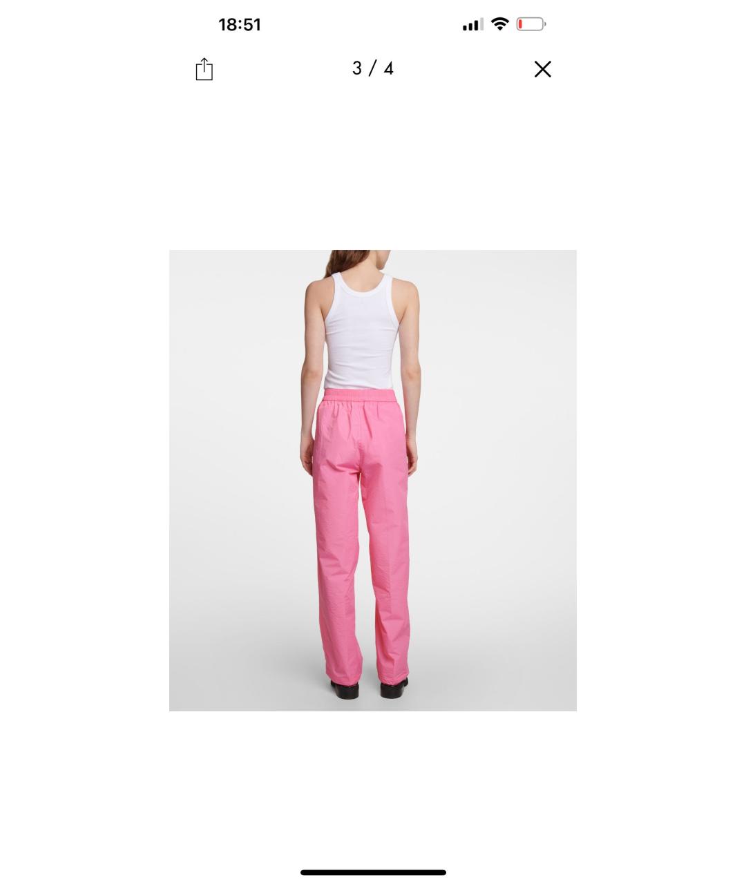 GANNI Розовые полиамидовые брюки широкие, фото 4
