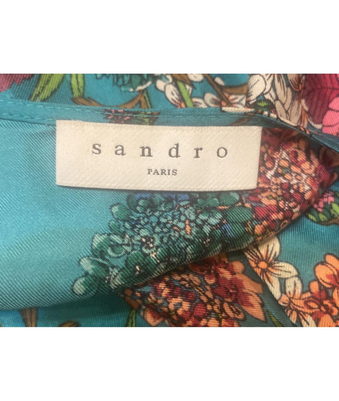 SANDRO Бирюзовое шелковое повседневное платье, фото 3