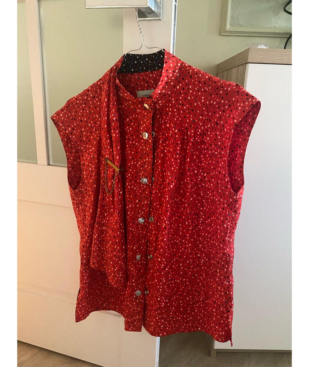 COACH Красная шелковая блузы, фото 2