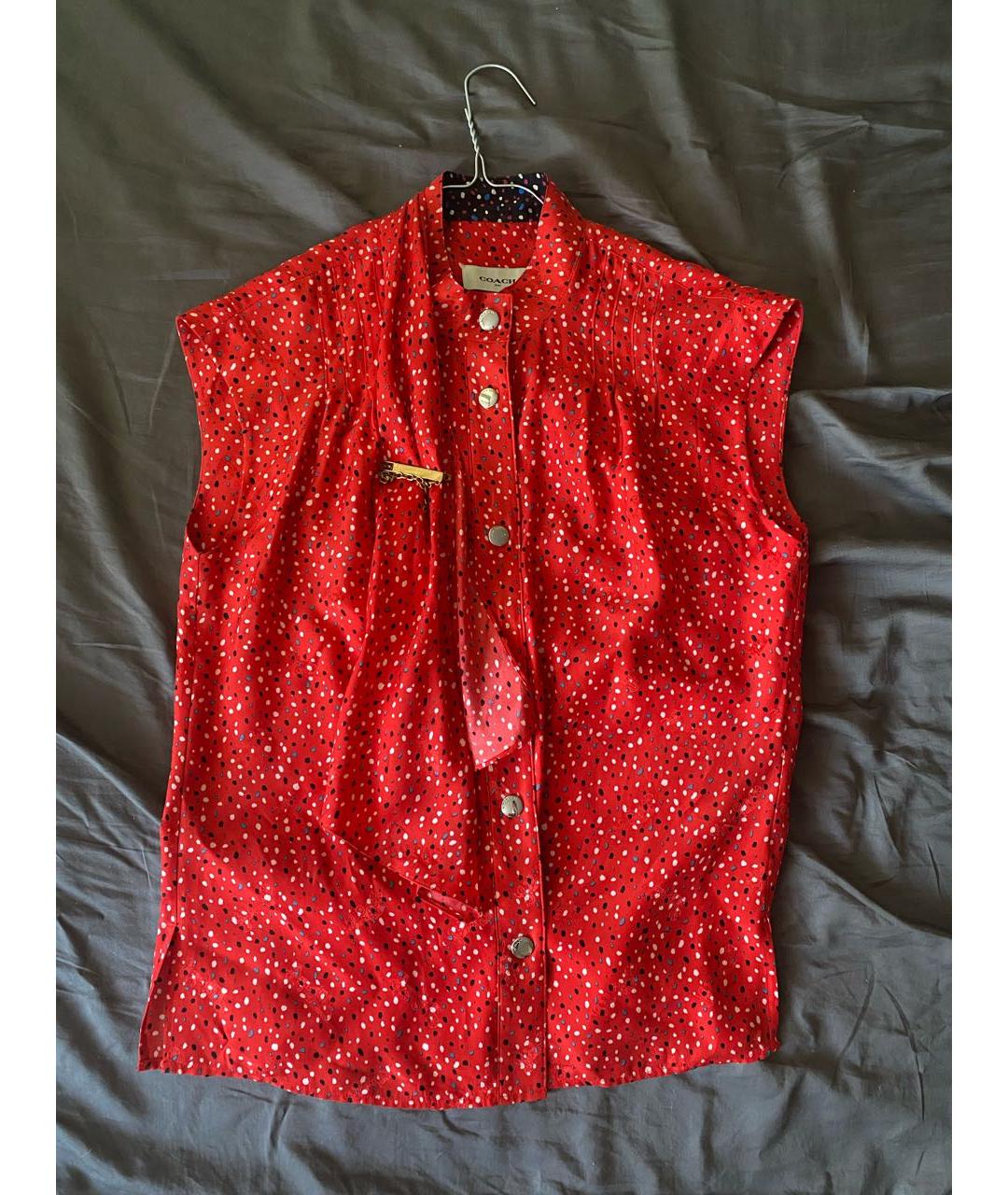 COACH Красная шелковая блузы, фото 7