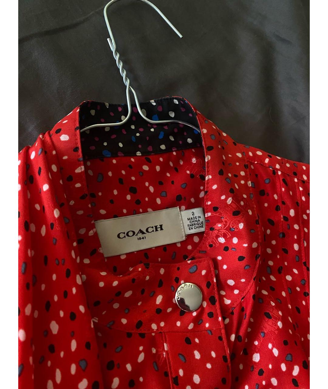 COACH Красная шелковая блузы, фото 4