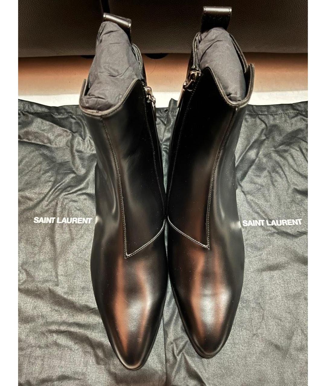 SAINT LAURENT Черные кожаные низкие ботинки, фото 7