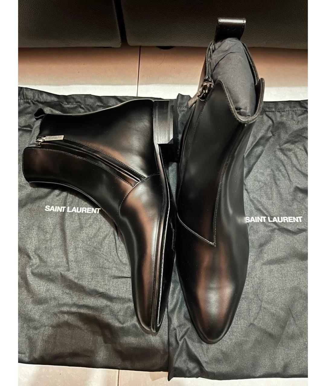 SAINT LAURENT Черные кожаные низкие ботинки, фото 6