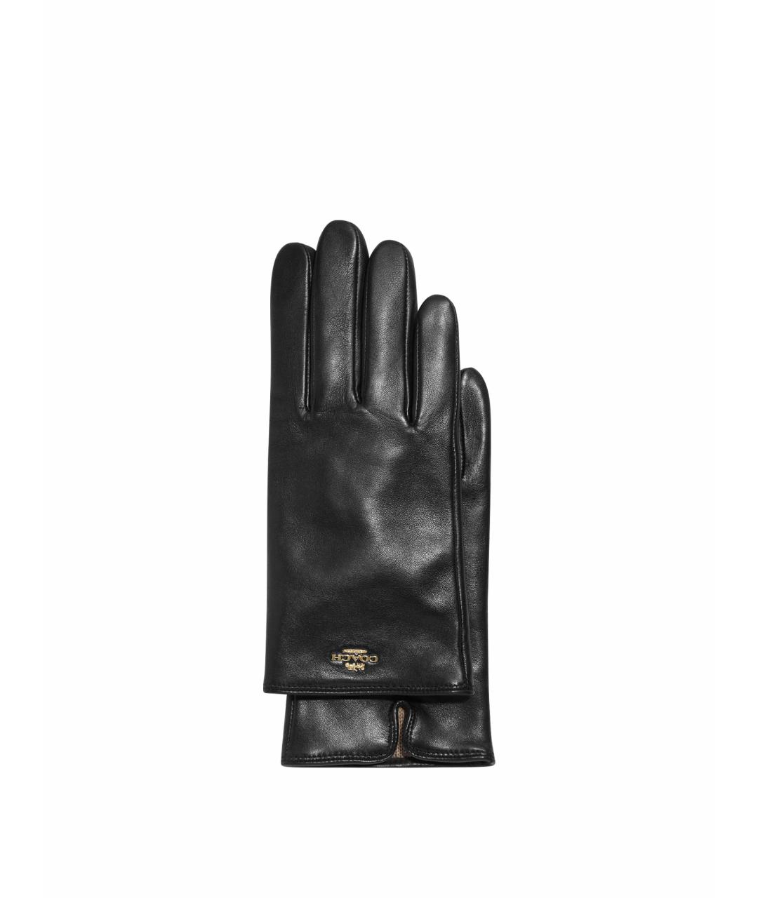COACH Черные кожаные перчатки, фото 1