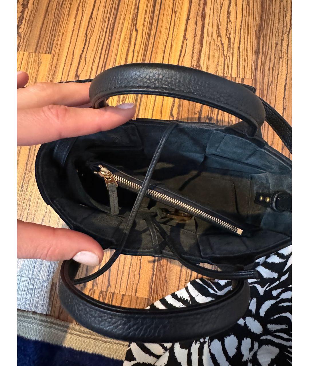 BOTTEGA VENETA Черная кожаная сумка с короткими ручками, фото 4