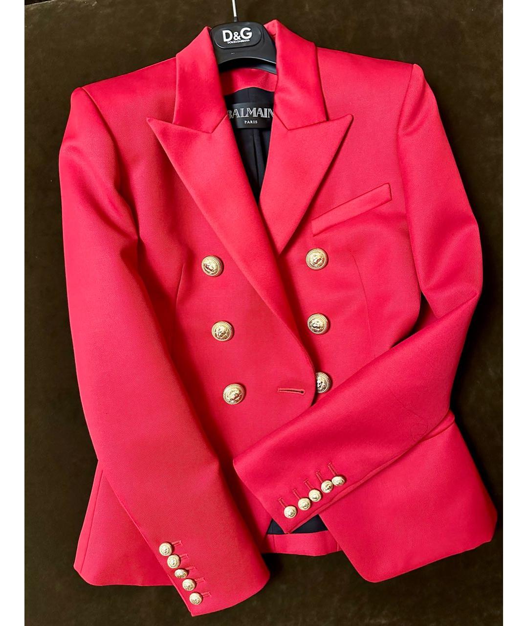 BALMAIN Бордовый шерстяной жакет/пиджак, фото 6
