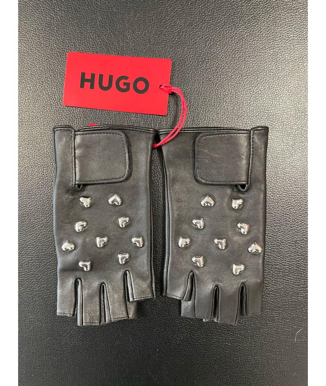 HUGO BOSS Черные кожаные перчатки, фото 7