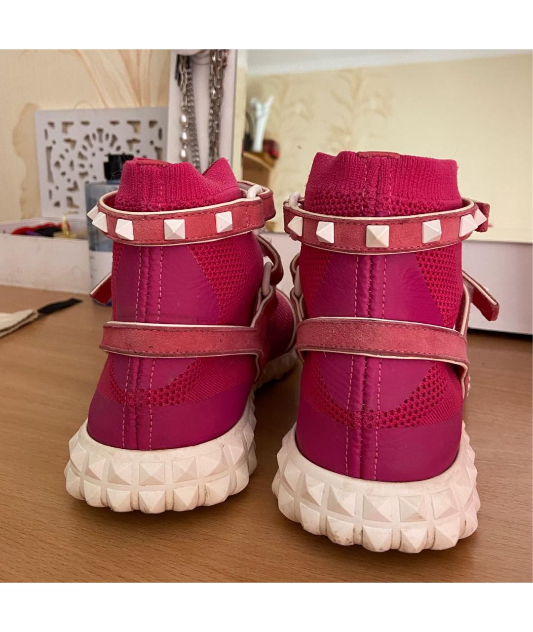 VALENTINO Розовые текстильные кроссовки, фото 4