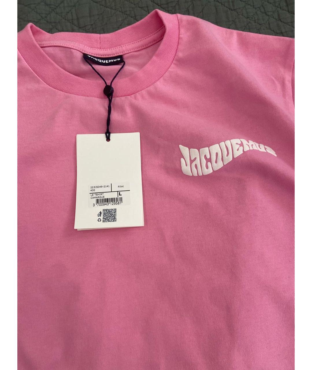 JACQUEMUS Розовая хлопковая футболка, фото 3