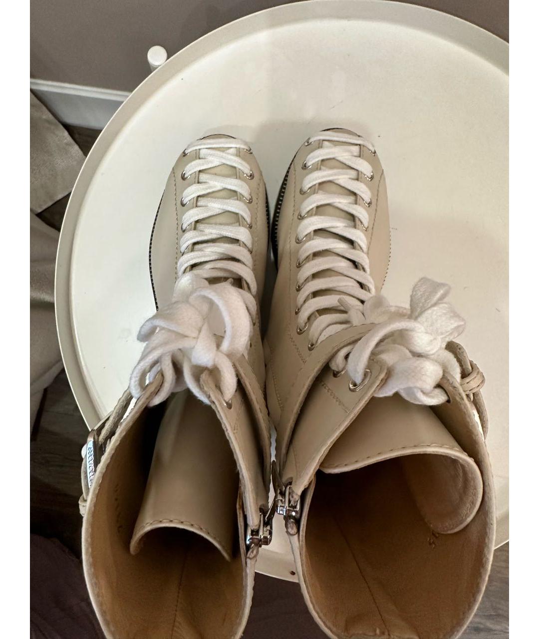 SERGIO ROSSI Бежевые кожаные ботинки, фото 3