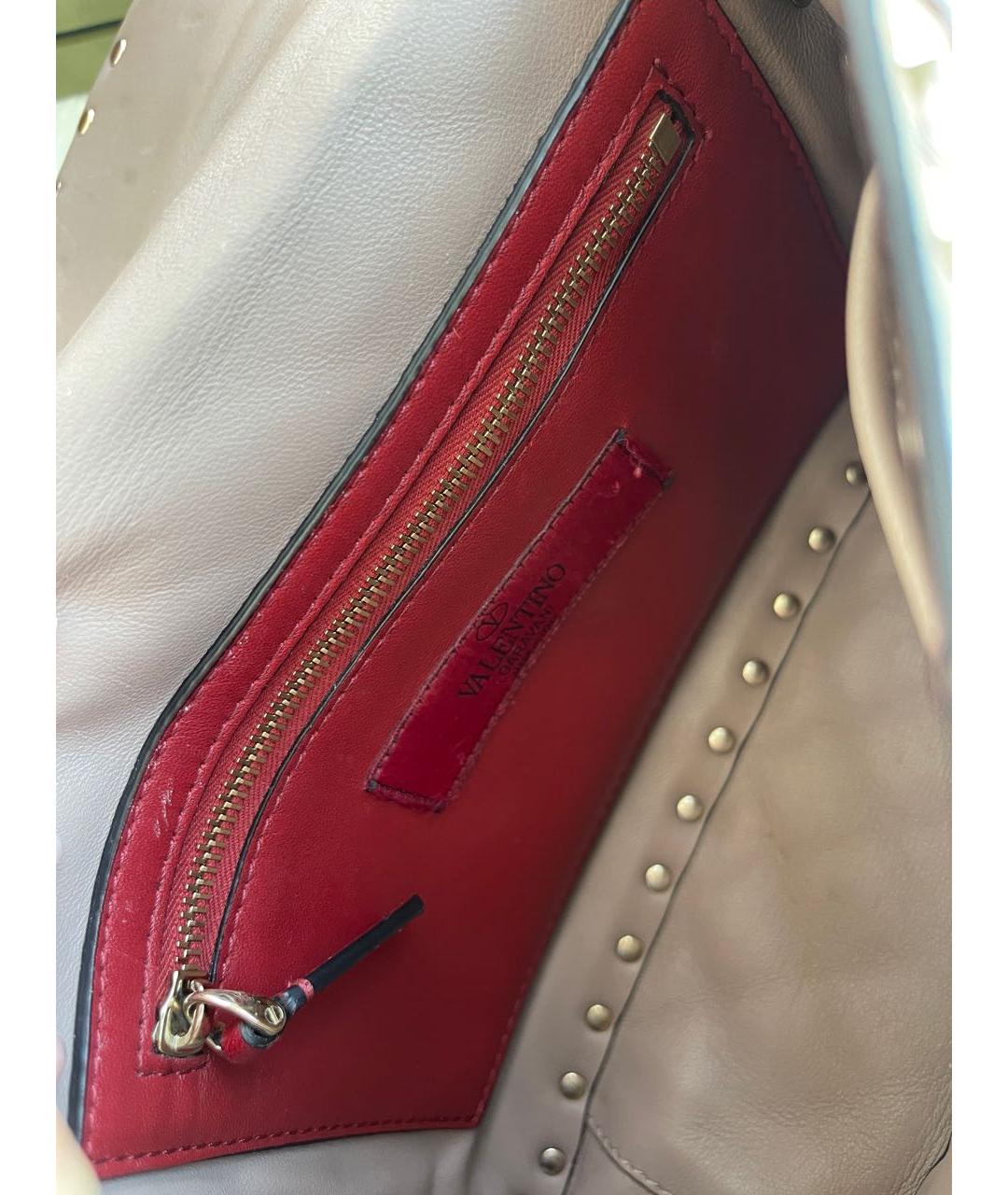 VALENTINO Бежевая кожаная сумка с короткими ручками, фото 8