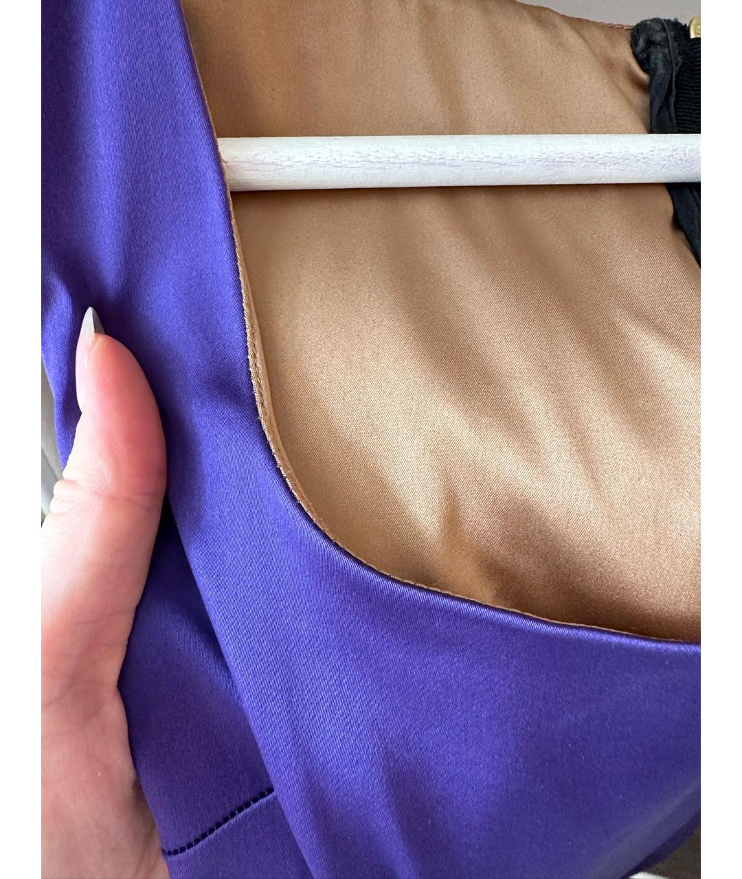 DOLCE&GABBANA Фиолетовое ацетатное коктейльное платье, фото 5