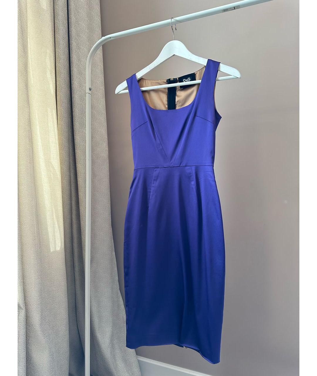 DOLCE&GABBANA Фиолетовое ацетатное коктейльное платье, фото 6