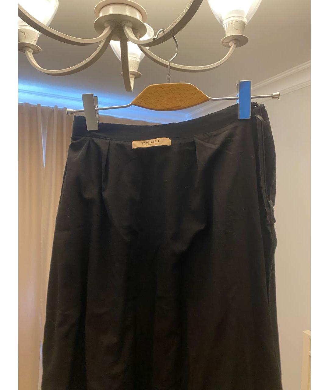TWIN-SET Черная кружевная юбка макси, фото 3