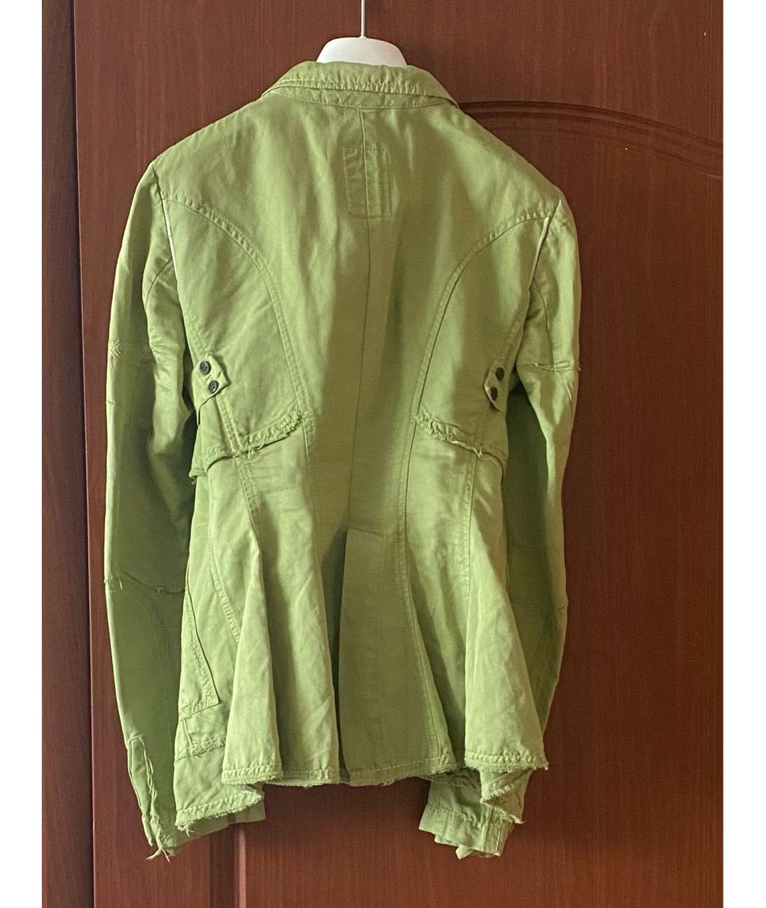 MARITHE FRANCOIS GIRBAUD Салатовый хлопко-эластановый жакет/пиджак, фото 2