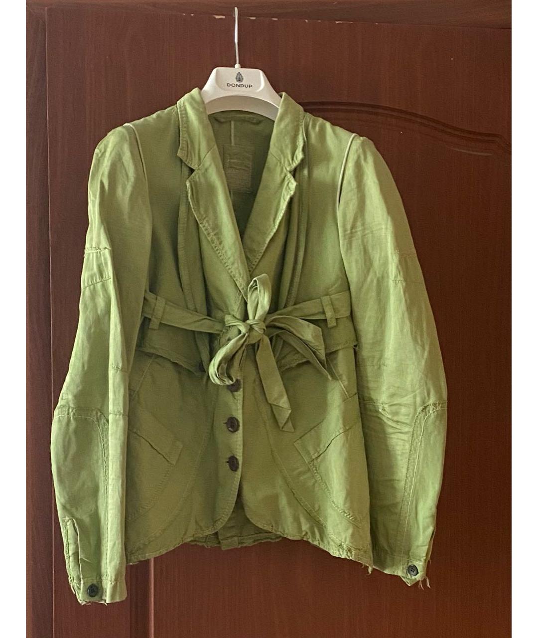MARITHE FRANCOIS GIRBAUD Салатовый хлопко-эластановый жакет/пиджак, фото 9