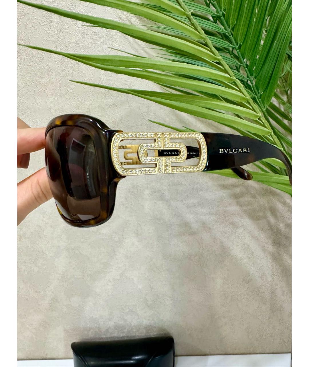BVLGARI Коричневые пластиковые солнцезащитные очки, фото 3