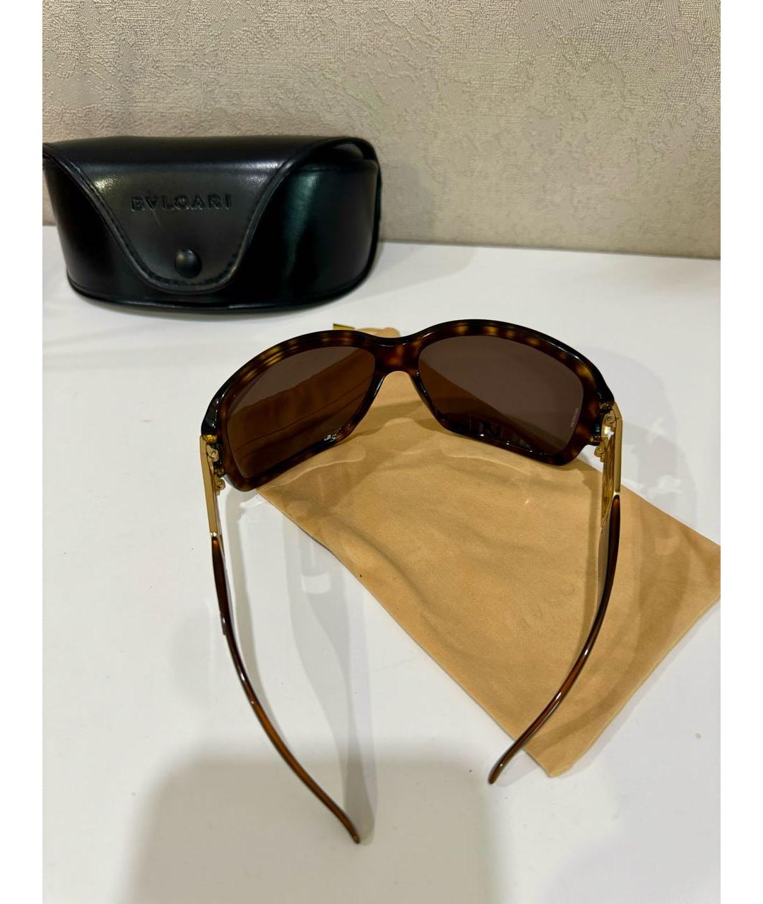 BVLGARI Коричневые пластиковые солнцезащитные очки, фото 6