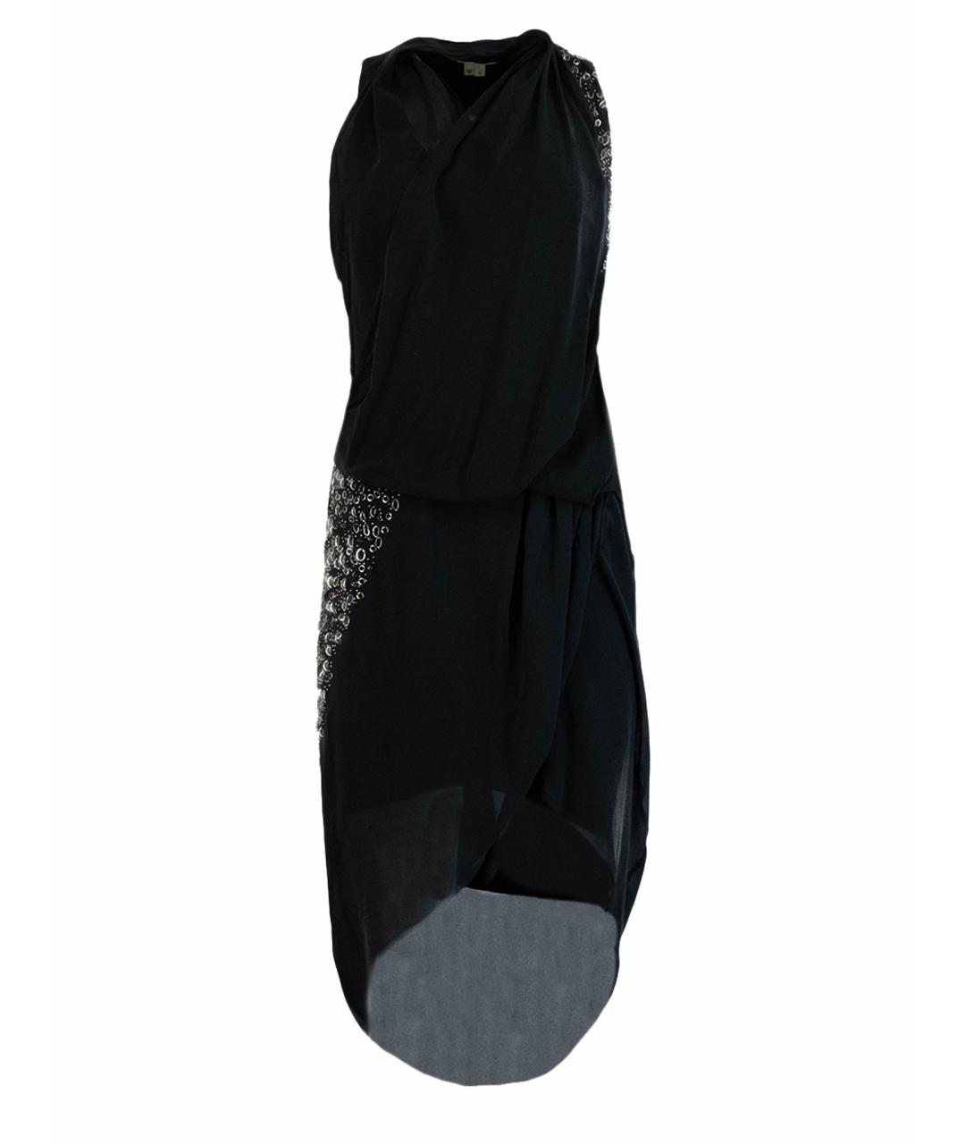 HELMUT LANG Черное шелковое повседневное платье, фото 1