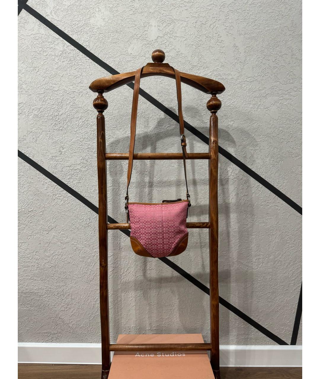 COACH Розовая жаккардовая сумка через плечо, фото 9