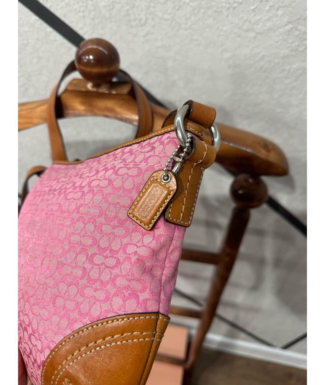 COACH Розовая жаккардовая сумка через плечо, фото 2