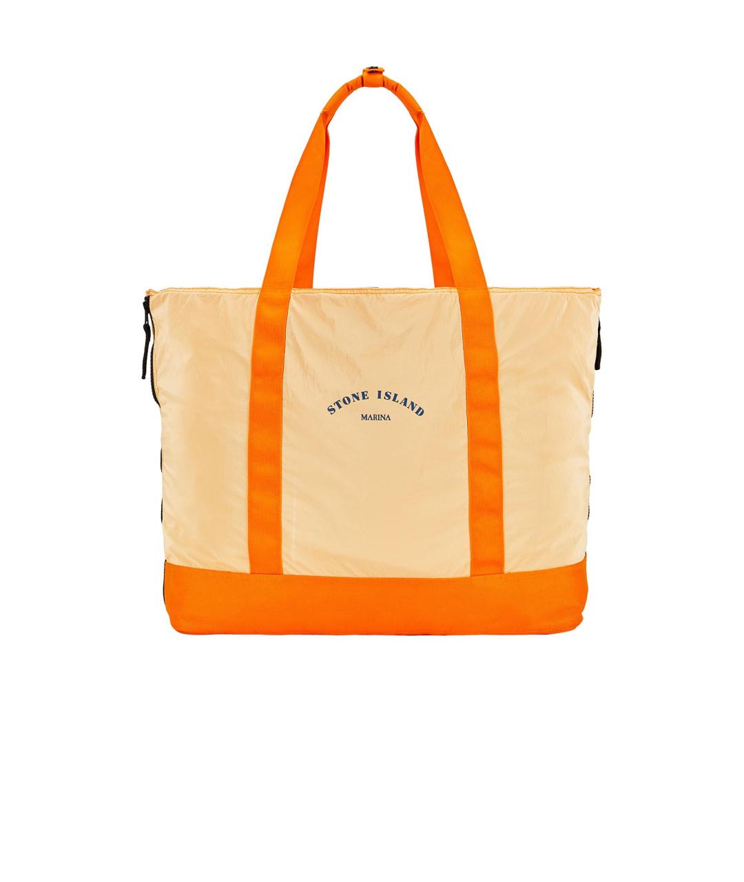 STONE ISLAND Оранжевая синтетическая сумка тоут, фото 1