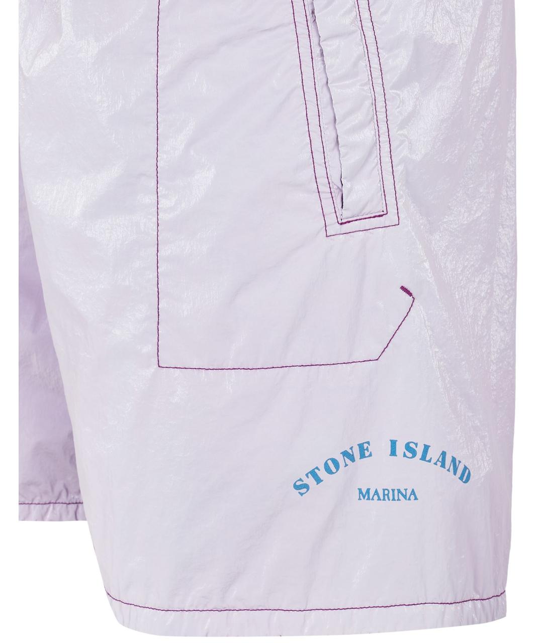 STONE ISLAND Фиолетовые полиамидовые шорты, фото 3