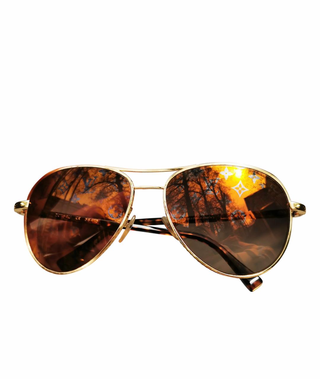LOUIS VUITTON PRE-OWNED Коричневые металлические солнцезащитные очки, фото 1