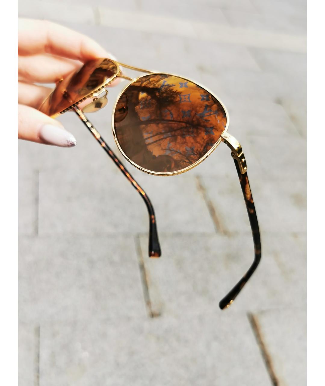 LOUIS VUITTON Коричневые металлические солнцезащитные очки, фото 6