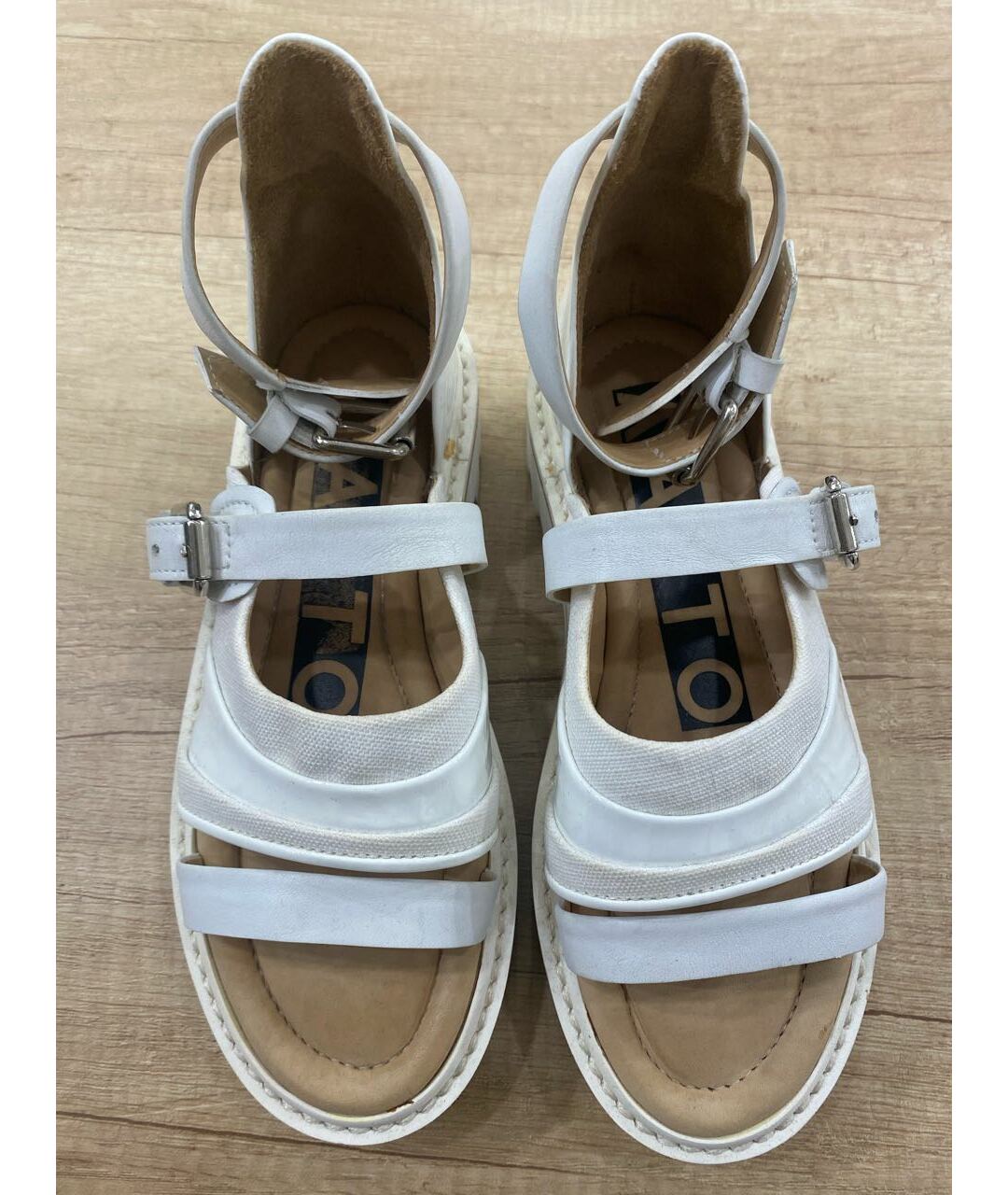 AALTO Белые кожаные сандалии, фото 2