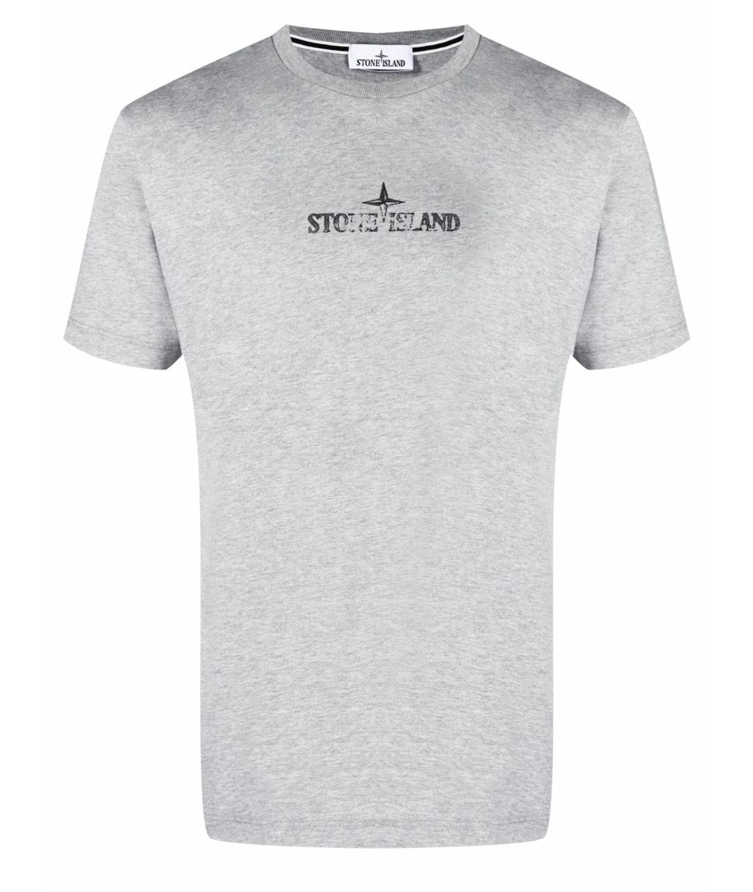 STONE ISLAND Серая хлопковая футболка, фото 1