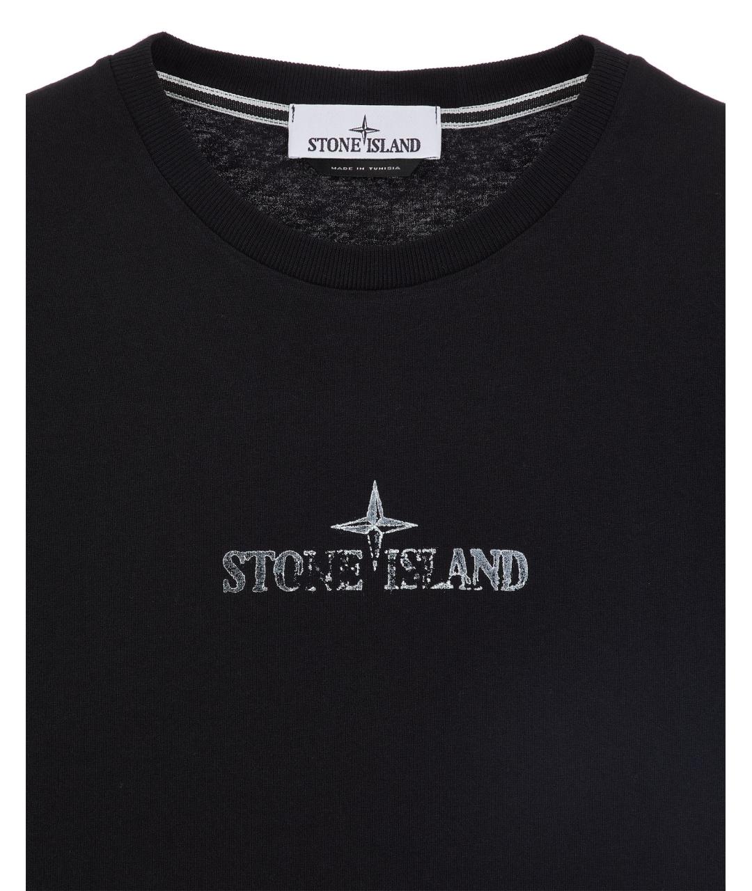 STONE ISLAND Черная хлопковая футболка, фото 3