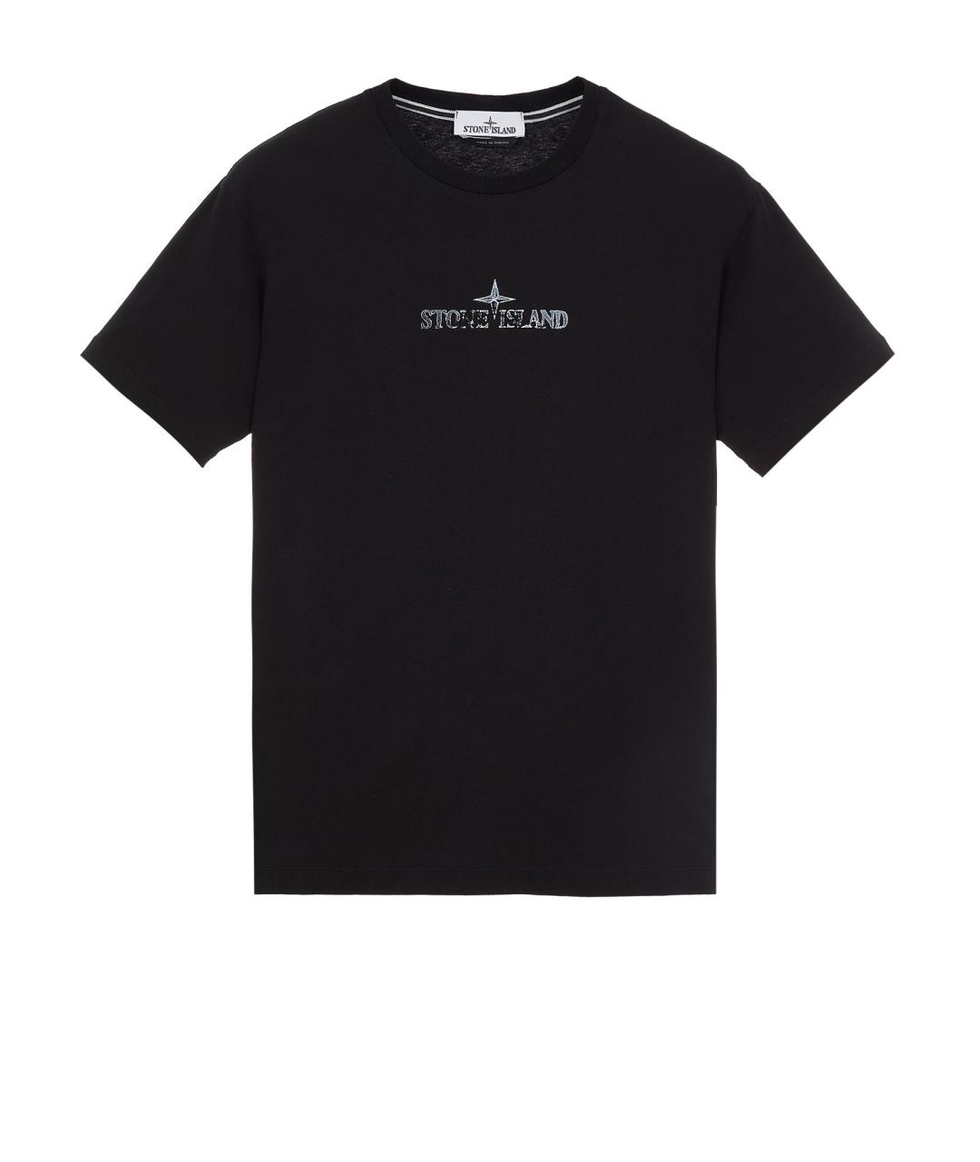 STONE ISLAND Черная хлопковая футболка, фото 1