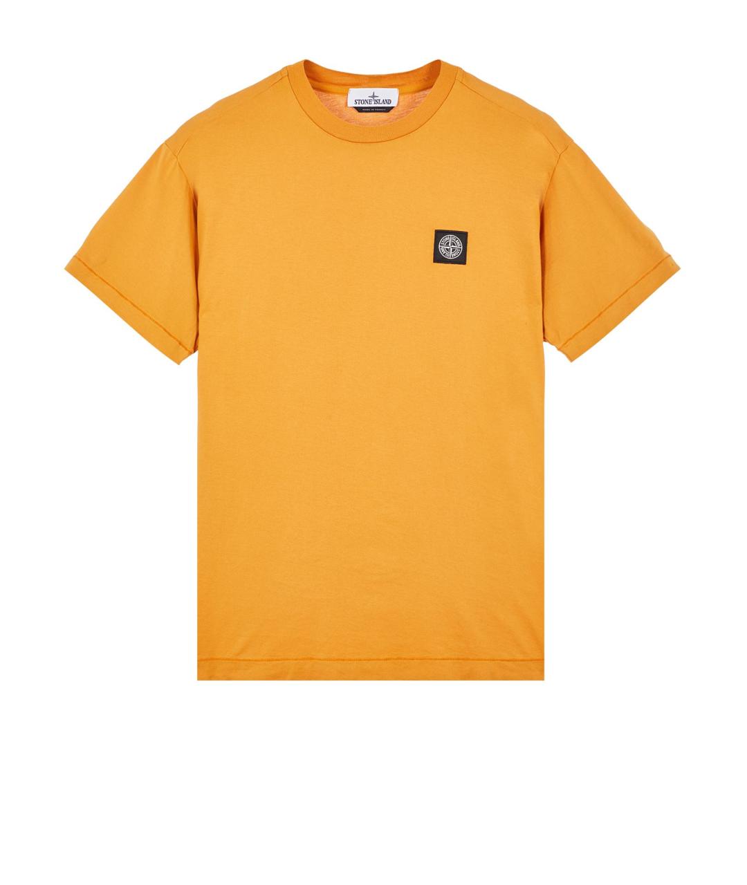 STONE ISLAND Оранжевая хлопковая футболка, фото 1