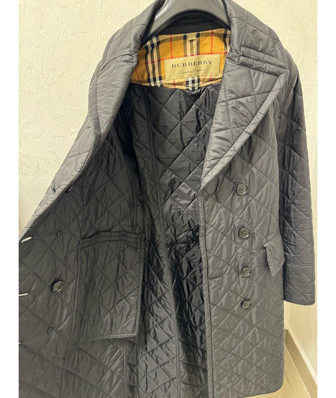 BURBERRY Черное полиамидовое пальто, фото 4