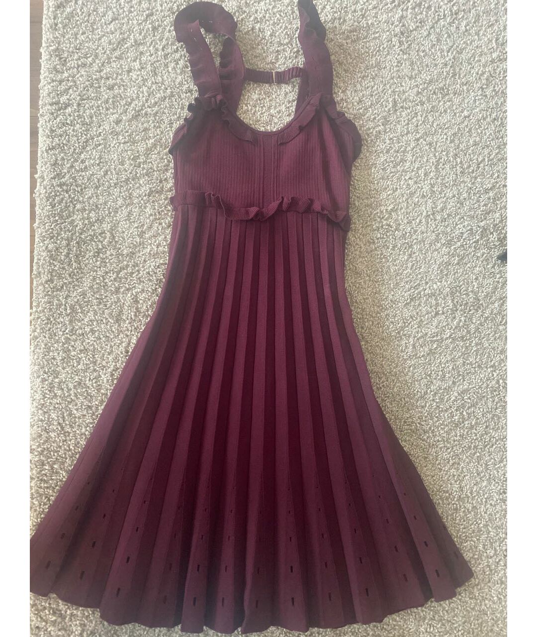 SANDRO Бордовое вискозное коктейльное платье, фото 6